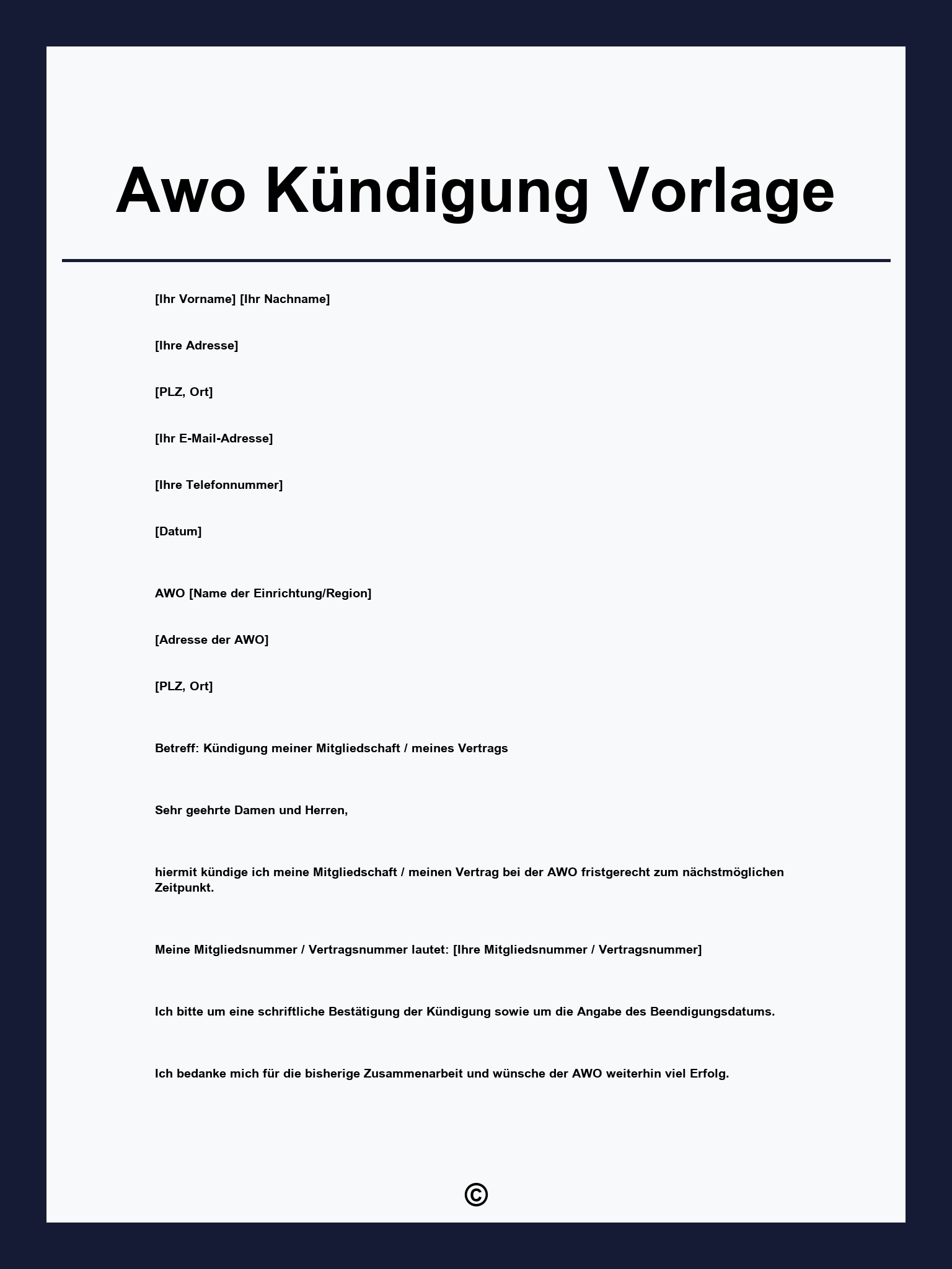 Awo Kündigung Vorlage