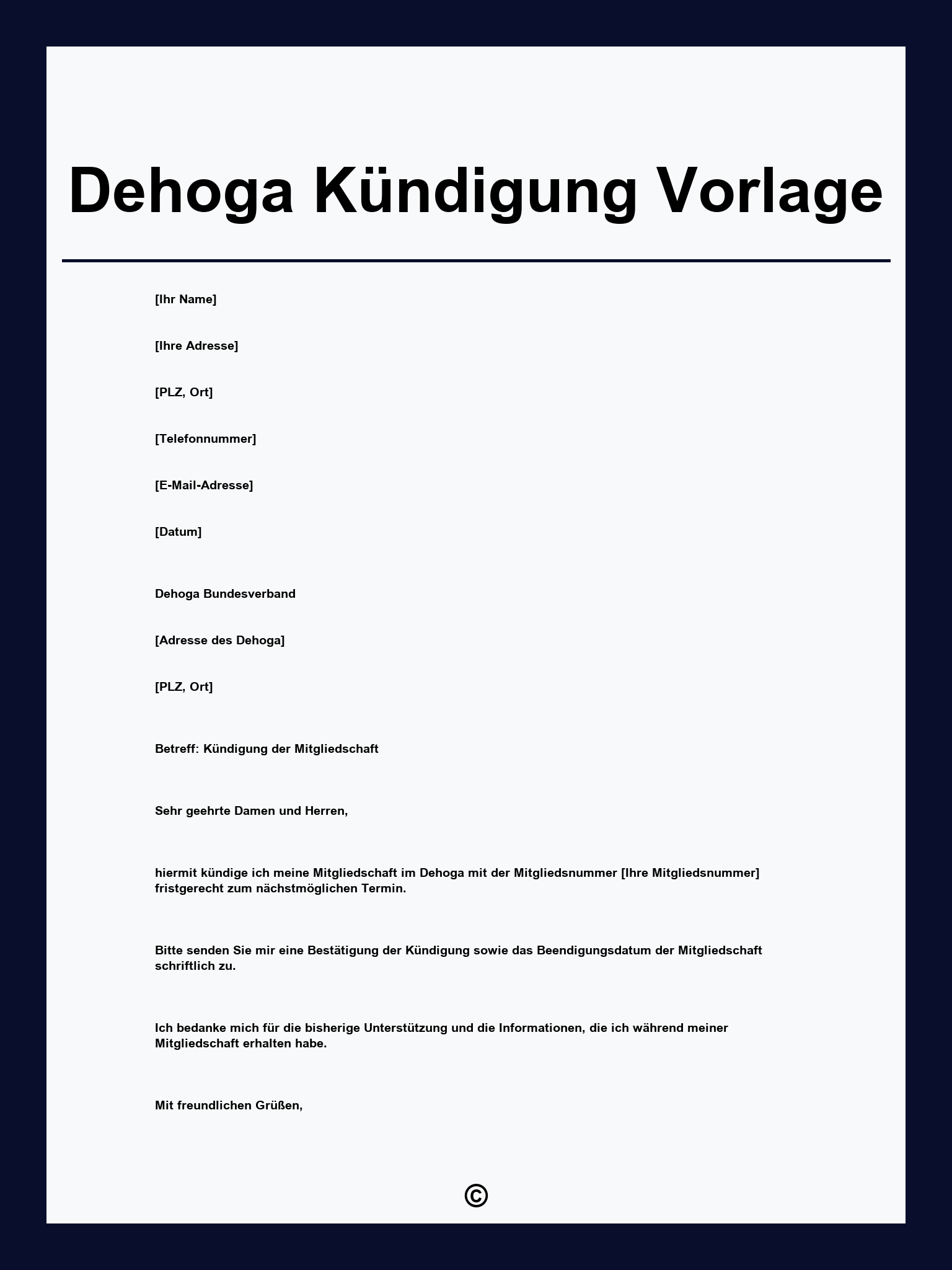 Dehoga Kündigung Vorlage
