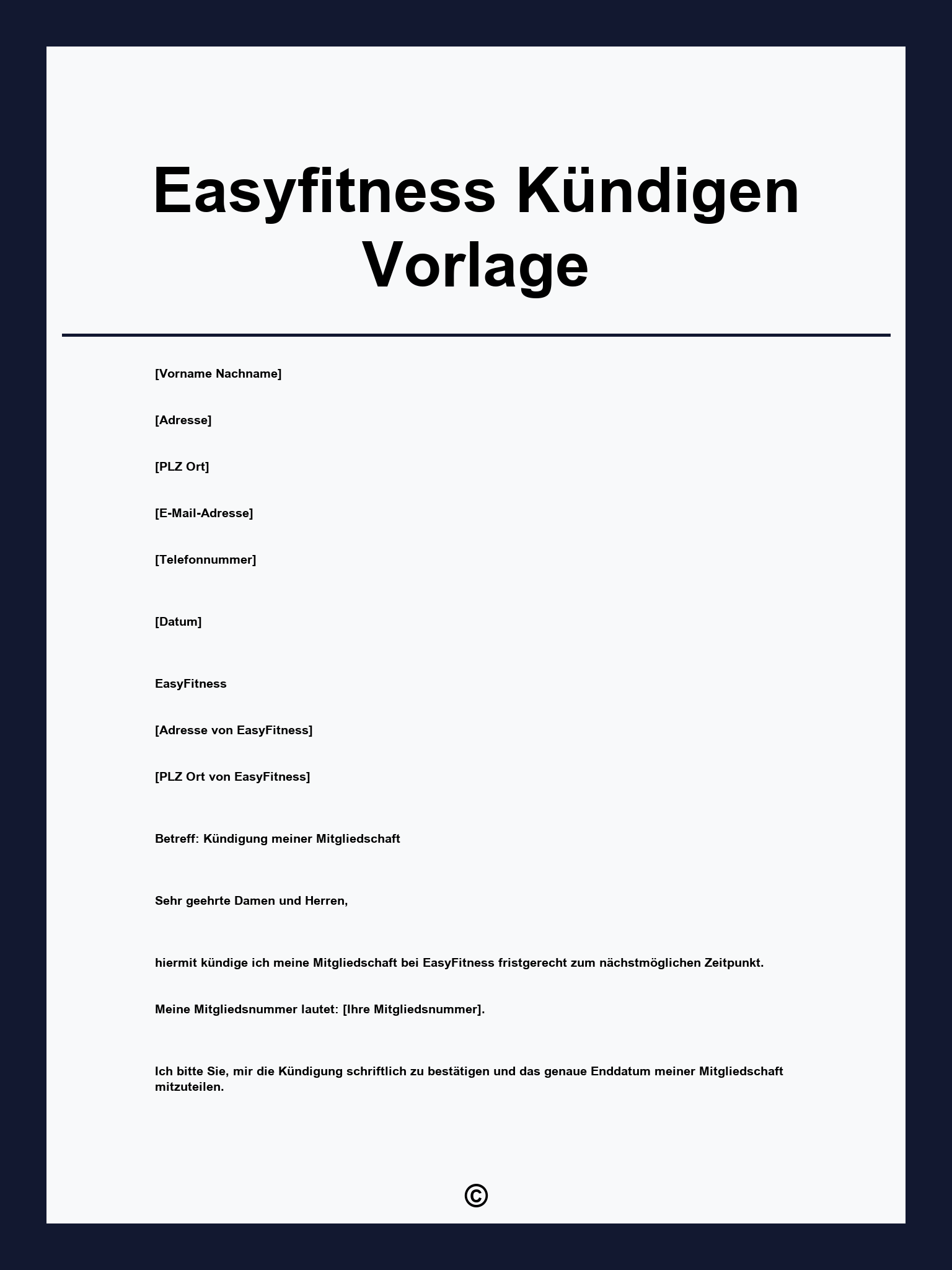 Easyfitness Kündigen Vorlage