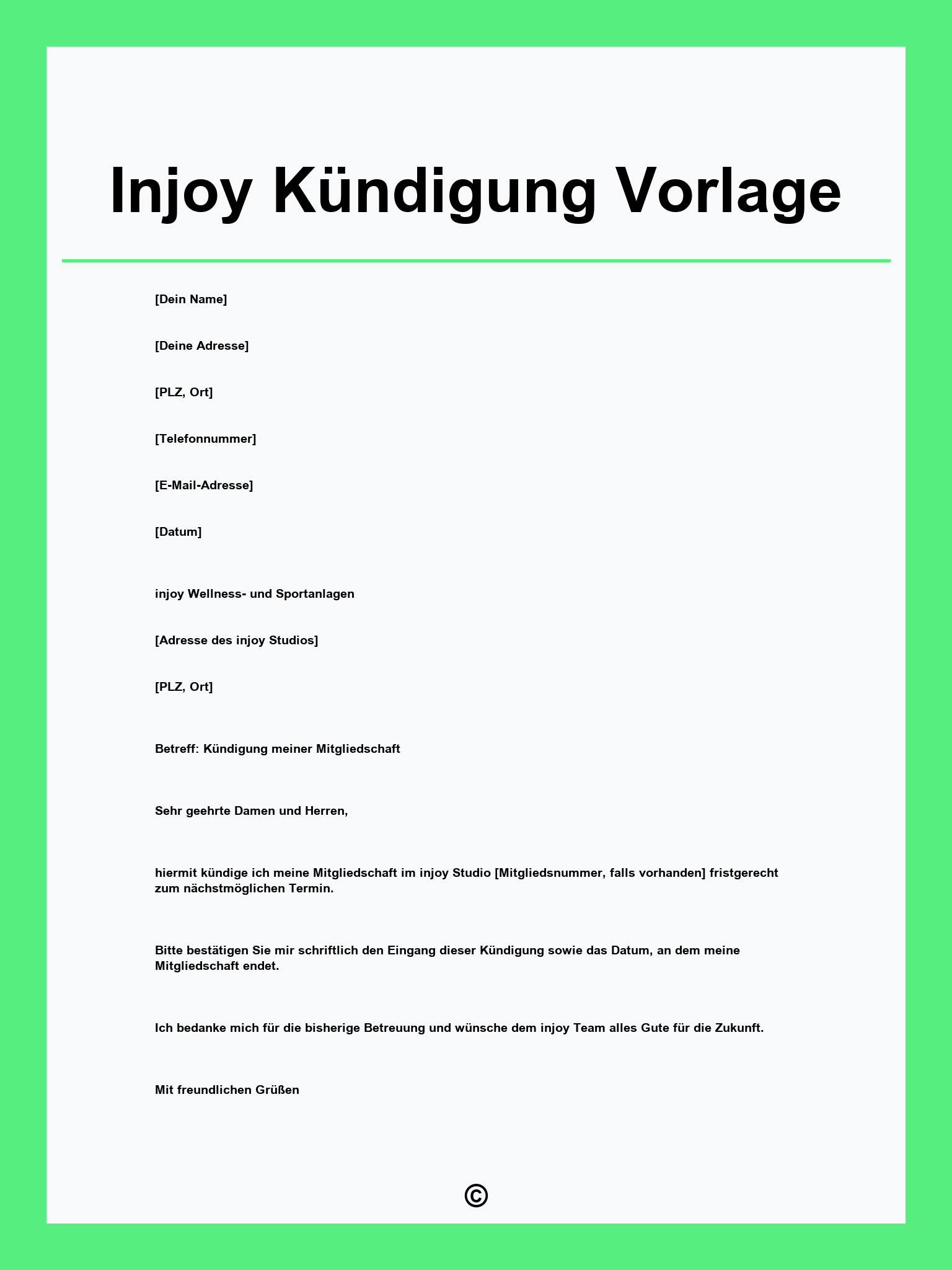 Injoy Kündigung Vorlage