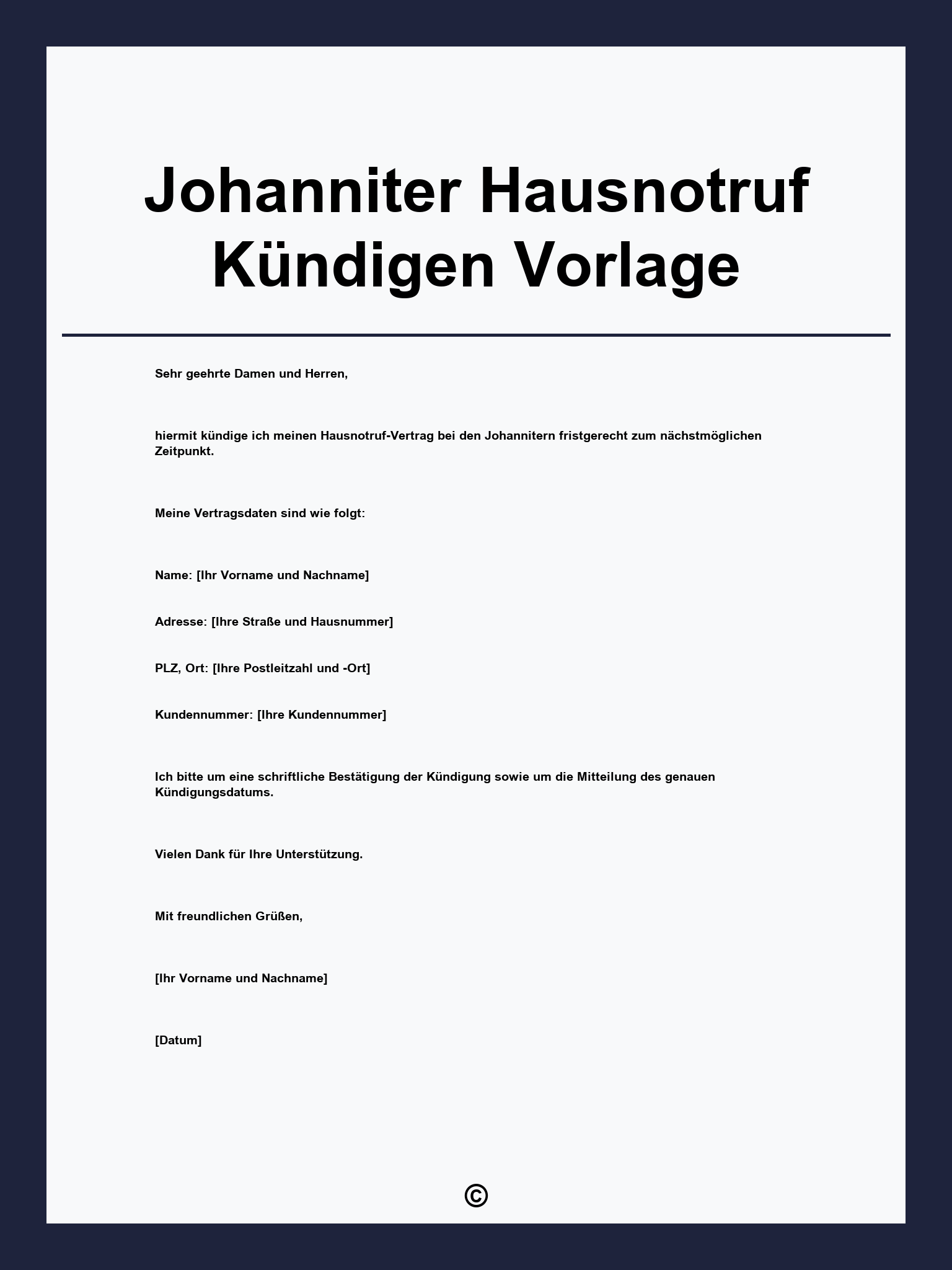 Johanniter Hausnotruf Kündigen Vorlage
