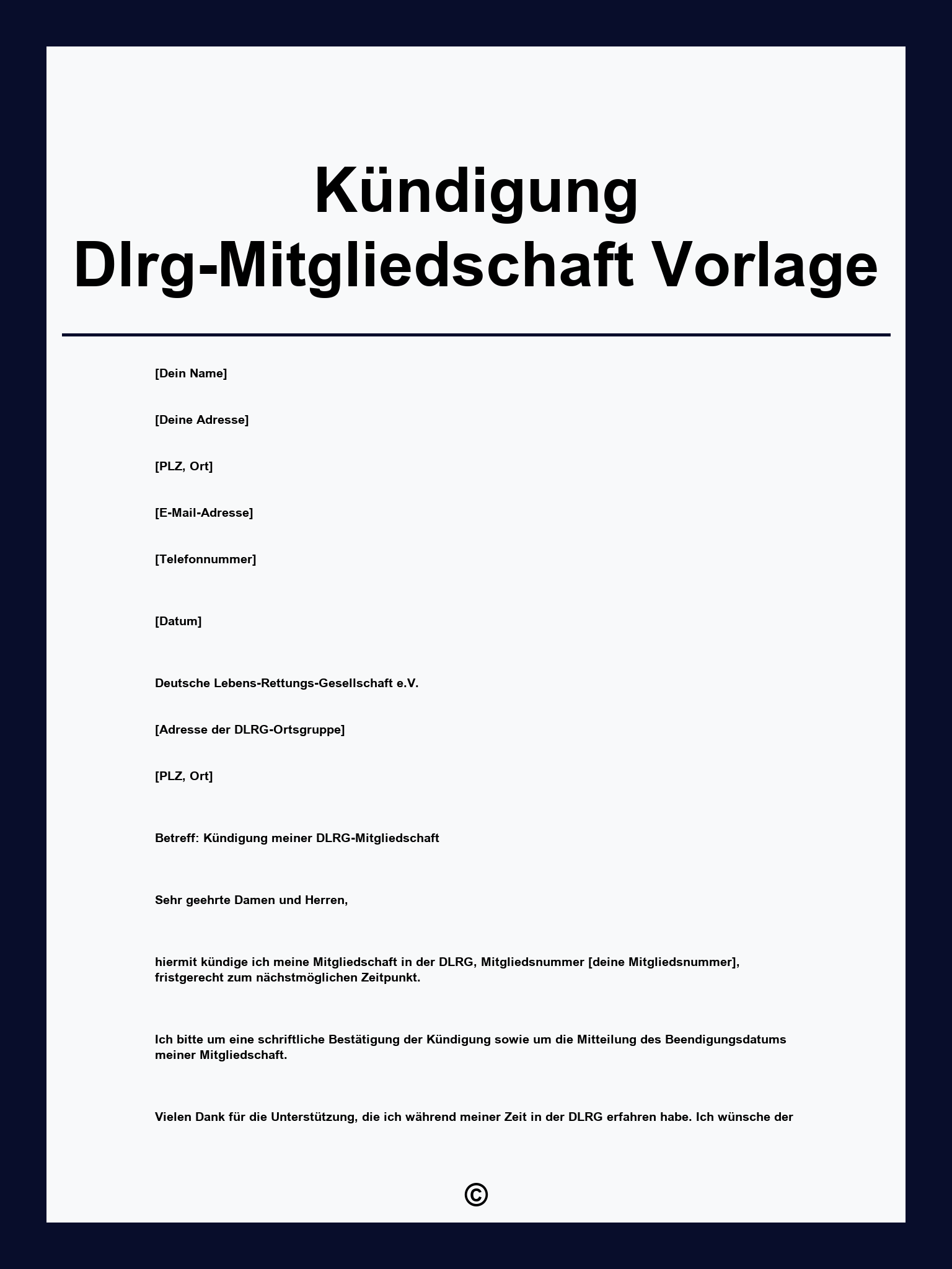 Kündigung Dlrg-Mitgliedschaft Vorlage