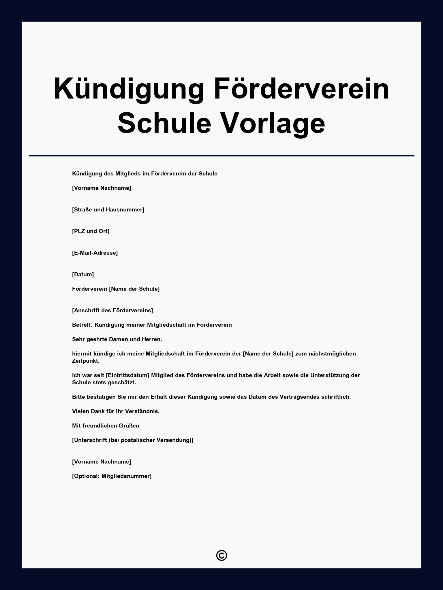 Kündigung Förderverein Schule Vorlage