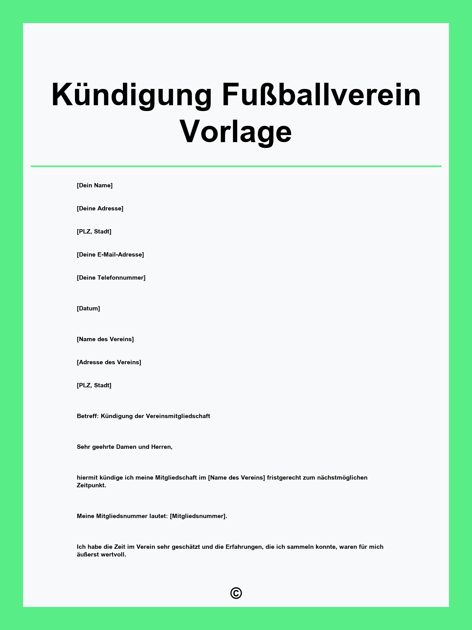 Kündigung Fußballverein Vorlage
