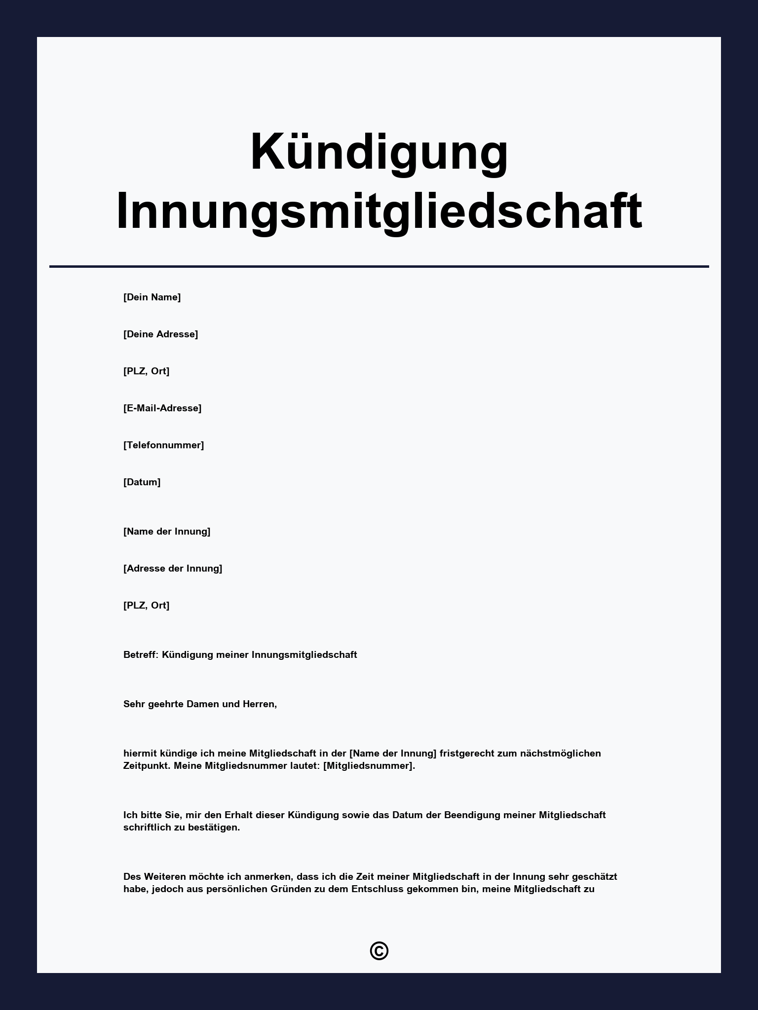 Kündigung Innungsmitgliedschaft