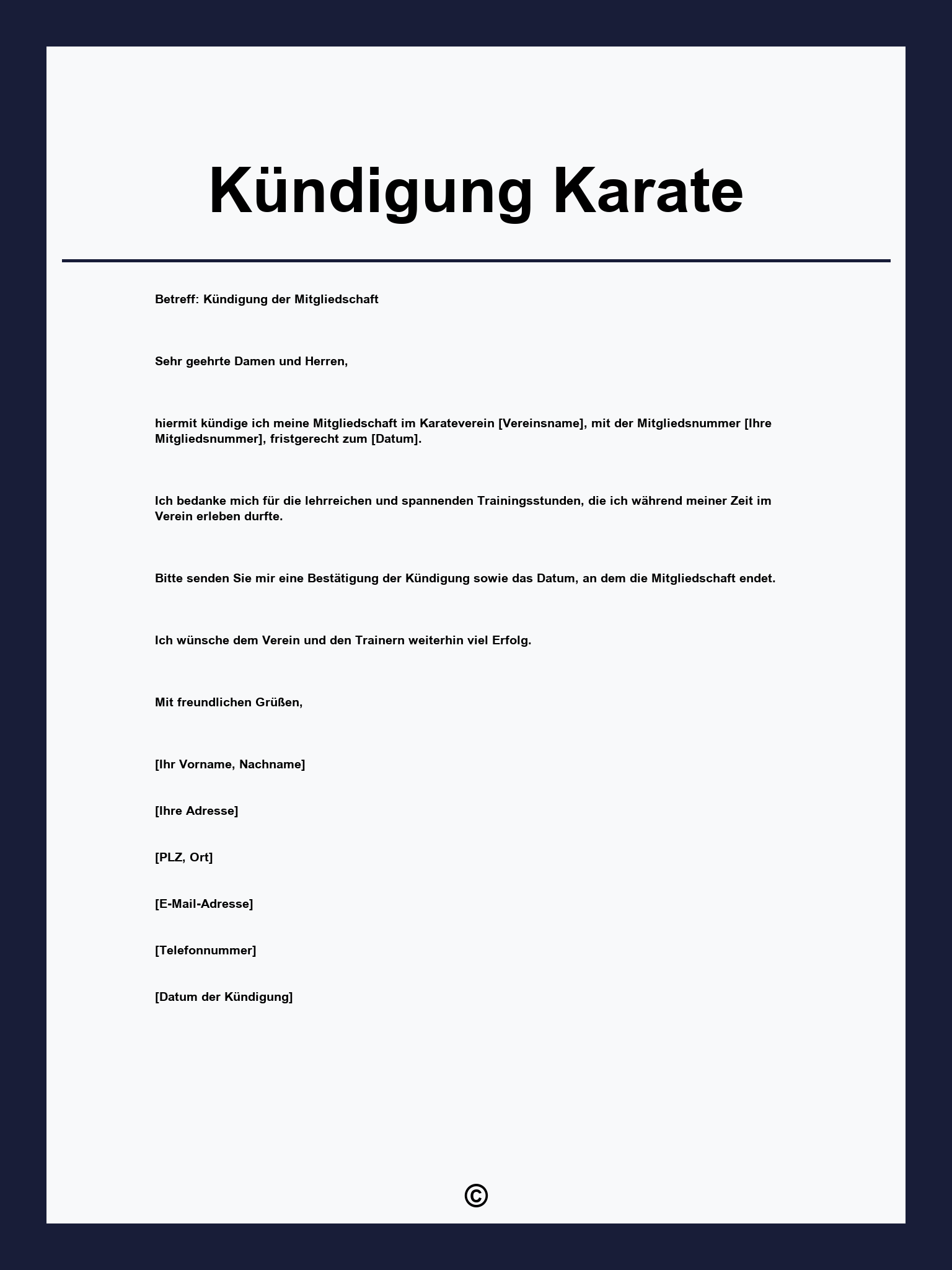 Kündigung Karate