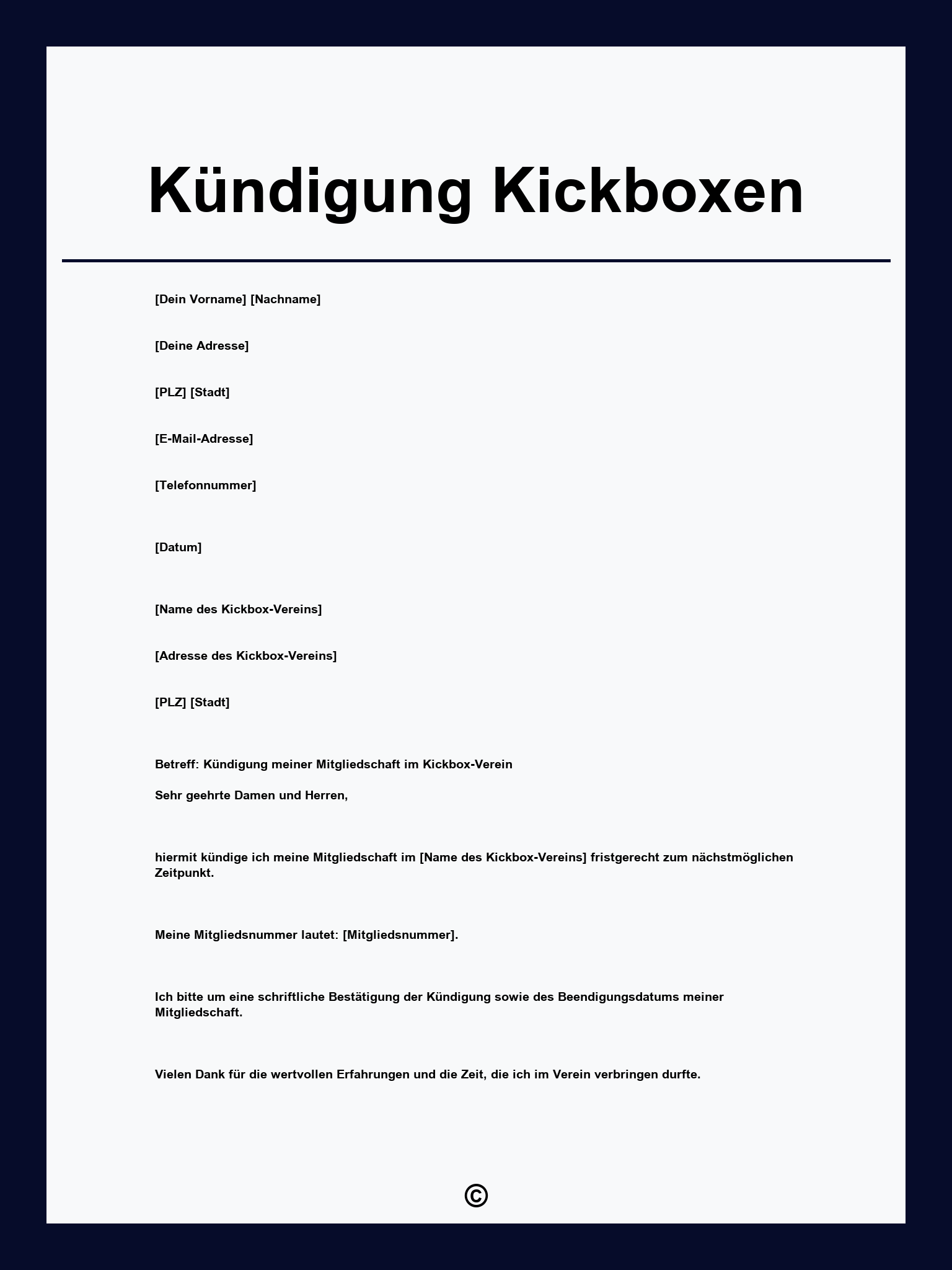 Kündigung Kickboxen