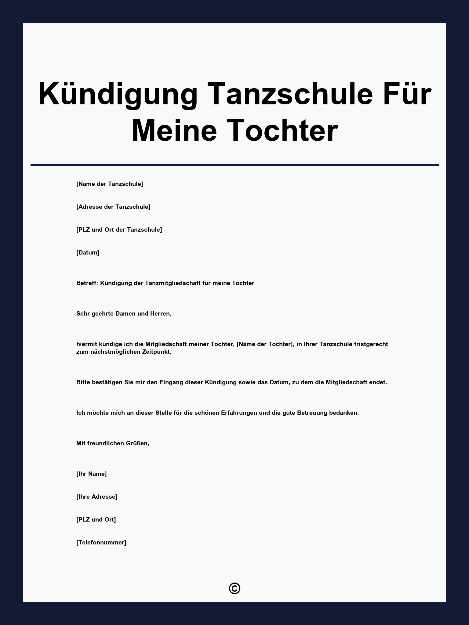 Kündigung Tanzschule Für Meine Tochter