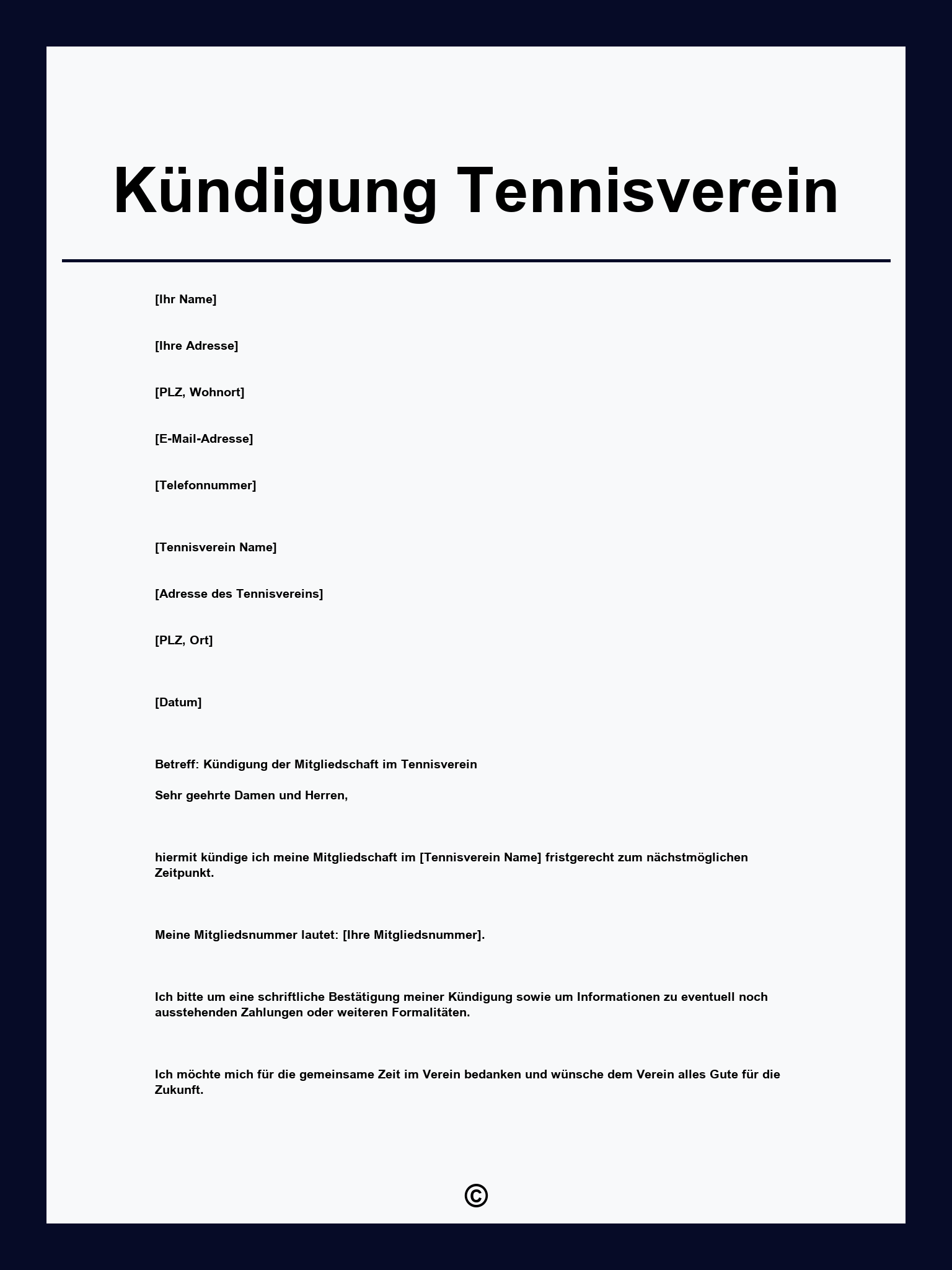 Kündigung Tennisverein
