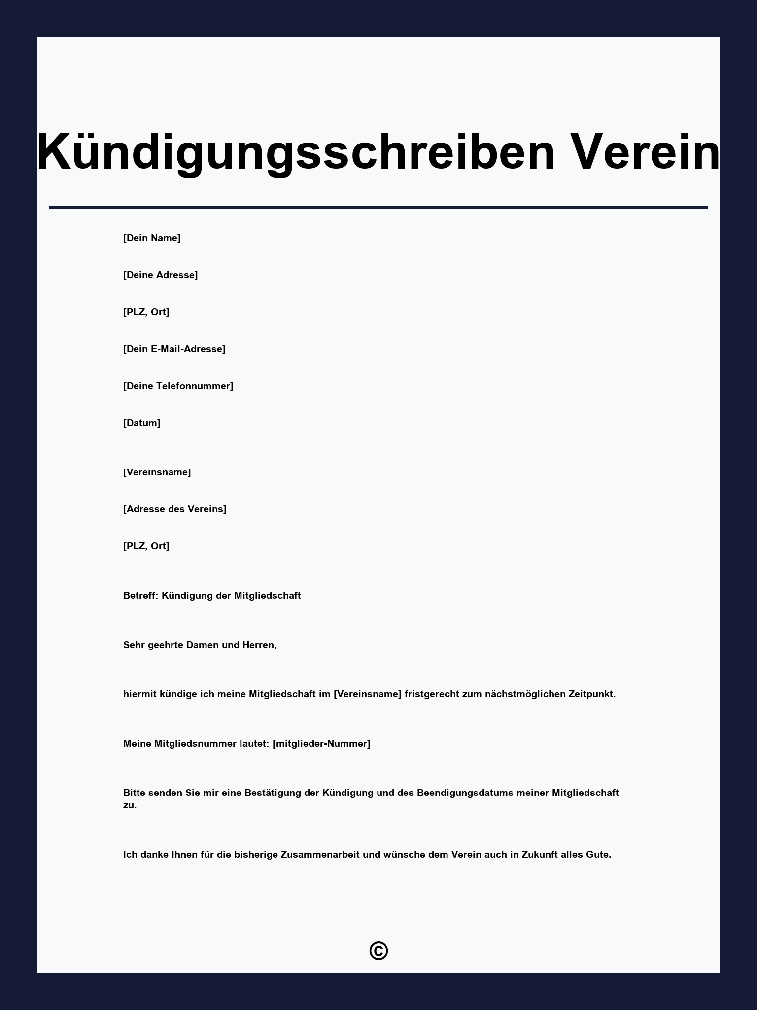 Kündigungsschreiben Verein
