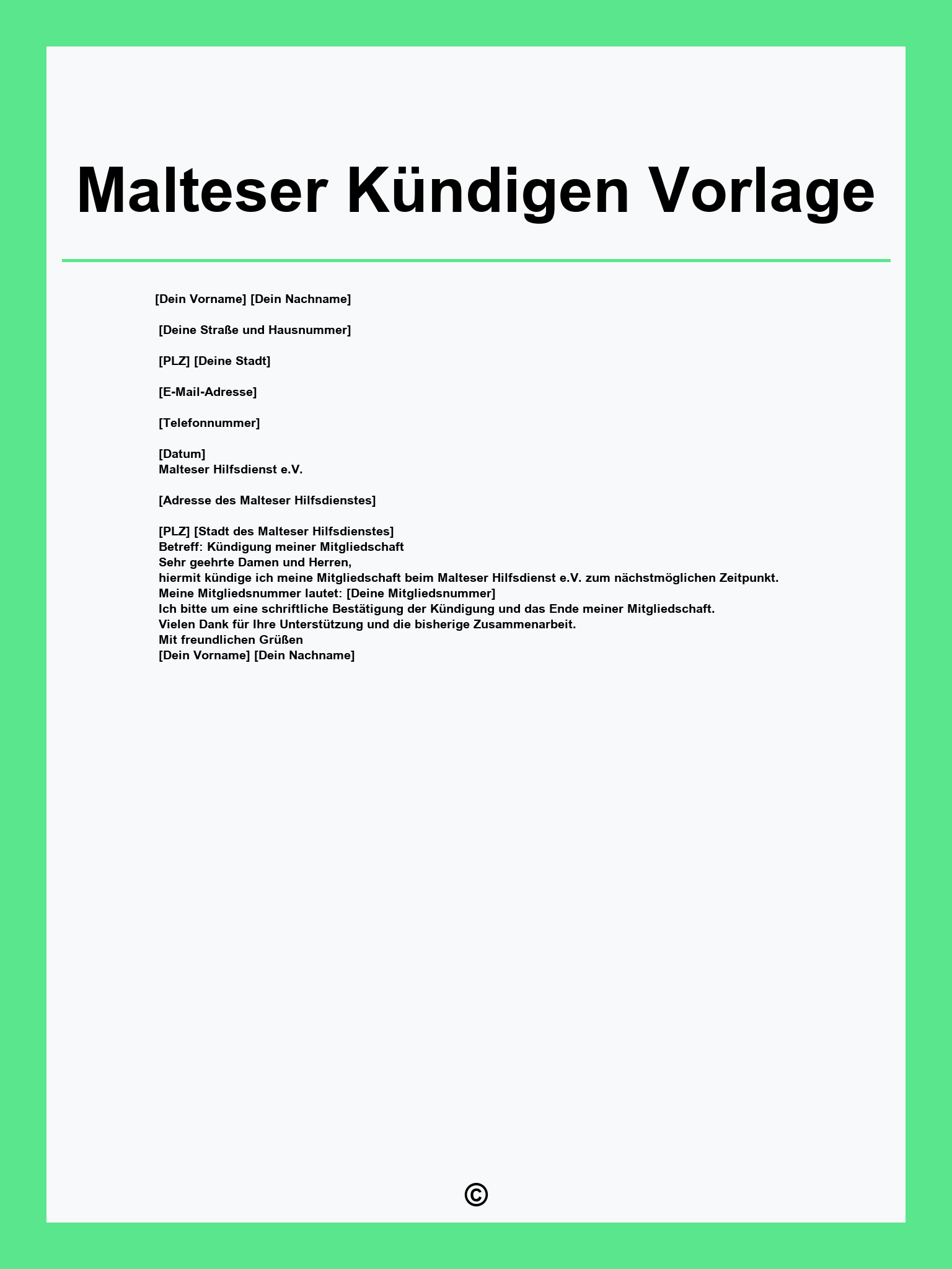 Malteser Kündigen Vorlage