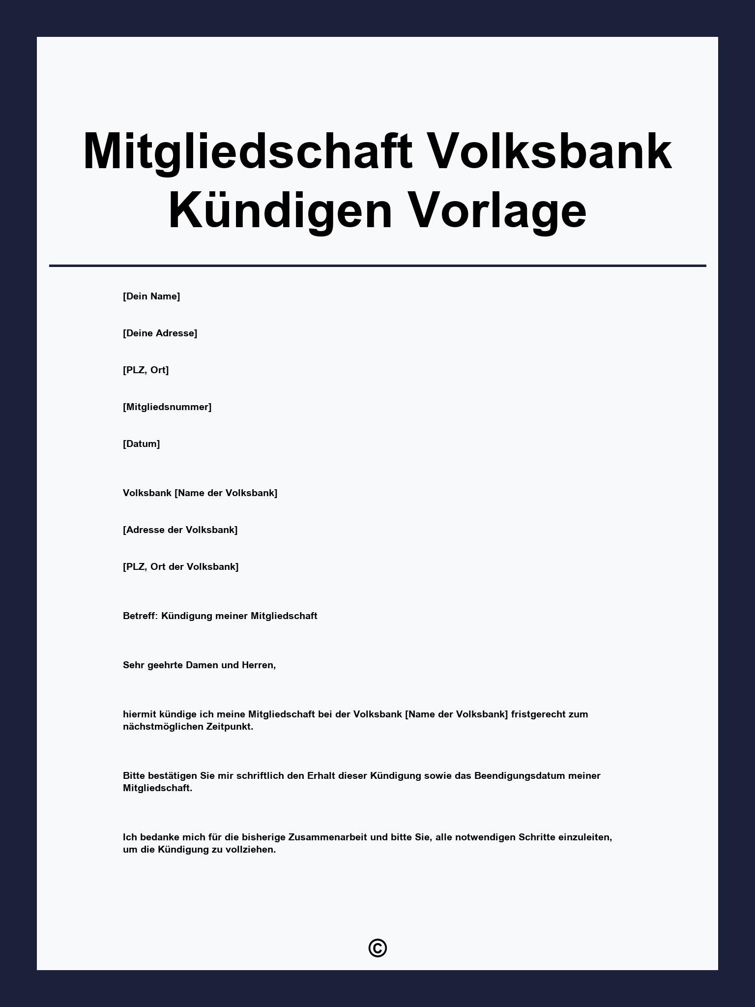 Mitgliedschaft Volksbank Kündigen Vorlage