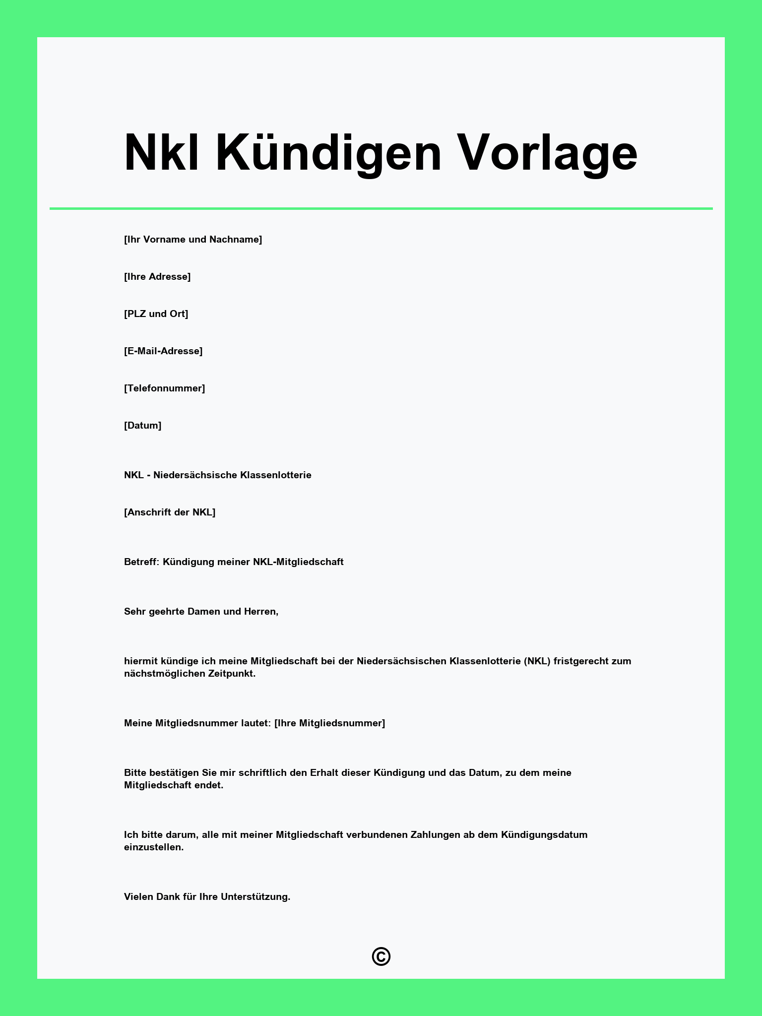 Nkl Kündigen Vorlage