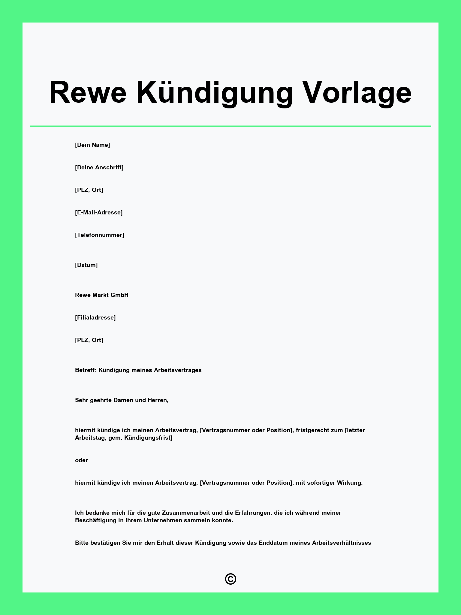 Rewe Kündigung Vorlage