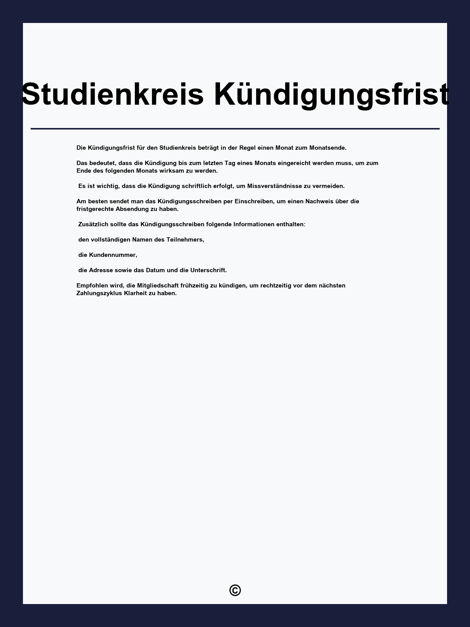 Studienkreis Kündigungsfrist
